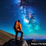 Home 12 외계 지적 생명체 탐색 프로젝트 - A fully clothed adult figure, wearing practical outdoor attire like a warm jacket and hiking trouser...